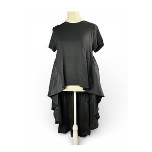 English Factory Black Cape Tail Top Size M Dramatic High Low Statement Blouse